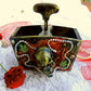 Double Wooden Wine Box, Carrier, Holds 2-750ml Bottles, With Skull and Red Lace