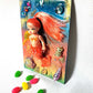 18L x 13W Orange Haired Mermaid Doll on Canvas, Art for The Kid's Room