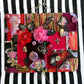 Pink and Burgundy Patchwork Wall Decor with Fabric, Skull and Bones
