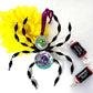 Black and Clear Beaded Spider with Skull Head and Cross Ornament