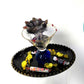 Creepy, Ghostly, Candy Dish, with Skeleton Hand in Resin, Blue Glass
