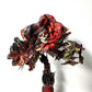 Glass Cat Vase, Red and Black Flowers with Skull and Snake