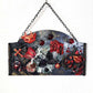 Devil Cat and Cross Resin Wall Hanger in Rich Burgundy, Black and Red