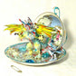 Fighting Dragons in a Vintage Teacup and Saucer