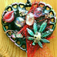 Skull Hanging Heart Ornament with Pouty Red Lips