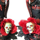 Blood (Fake) Splattered Skull Lamps with Red Roses