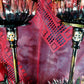 Tall Glass Candy Dishes with Red Roses and Babies Breath
