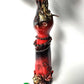 Glass Cat Vase, Red and Black Flowers with Skull and Snake