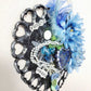Wooden Heart Wall Decor with Lattice Heart Cut Outs, Blue Flowers