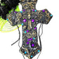 Altered Cross Made of Plaster with Skulls, Gears and Chains