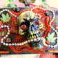 Double Wooden Wine Box, Carrier, Holds 2-750ml Bottles, With Skull and Red Lace