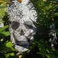 Ornament, Fabric Cut Out of a Skull with Spider Webs