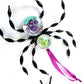 Black and Clear Beaded Spider with Skull Head and Cross Ornament