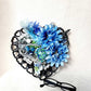 Wooden Heart Wall Decor with Lattice Heart Cut Outs, Blue Flowers