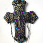 Altered Cross Made of Plaster with Skulls, Gears and Chains