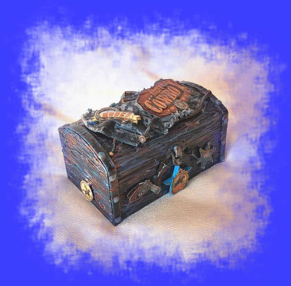 Cowboy Jewelry Box, Trunk, Stash Box, Treasure Trunk