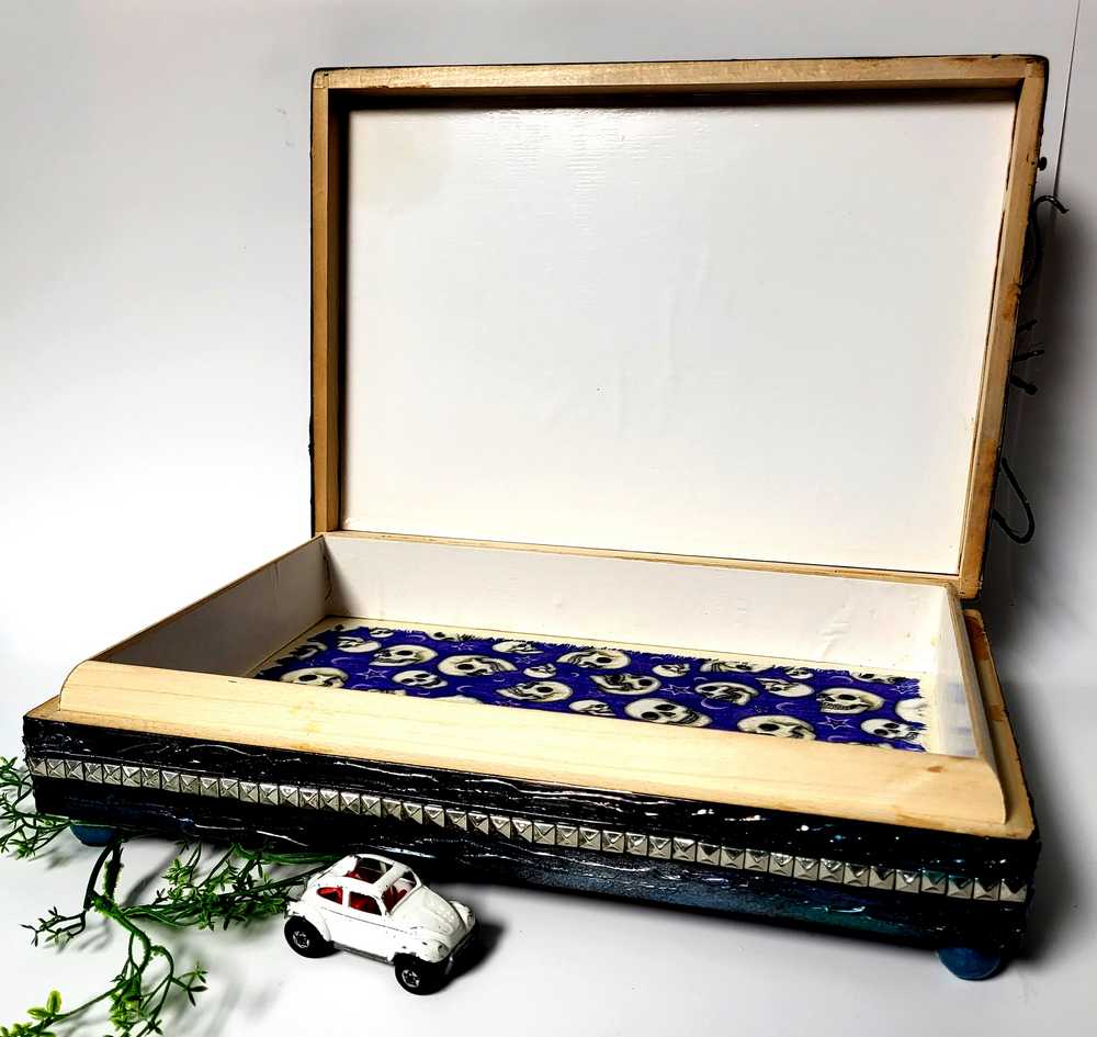 Recycled Creepy Twin Skull Jewelry Box or Stash Box for Men, Women or Teenagers