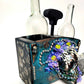 Double Wooden Wine Box, Carrier, Holds 2-750ml Bottles, Skull With Purple Flowers