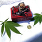 Small Red and Black Jewelry Box with a Skull and a Red Rose