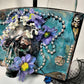 Double Wooden Wine Box, Carrier, Holds 2-750ml Bottles, Skull With Purple Flowers