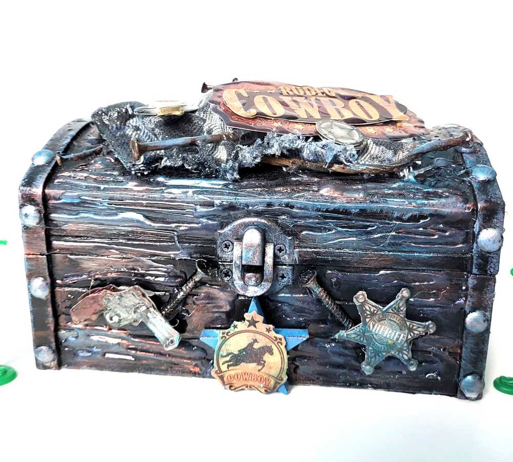 Cowboy Jewelry Box, Trunk, Stash Box, Treasure Trunk