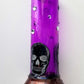 18 cm Tall Purple Glass Flower Vase with Skulls