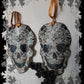Ornament, Fabric Cut Out of a Skull with Spider Webs