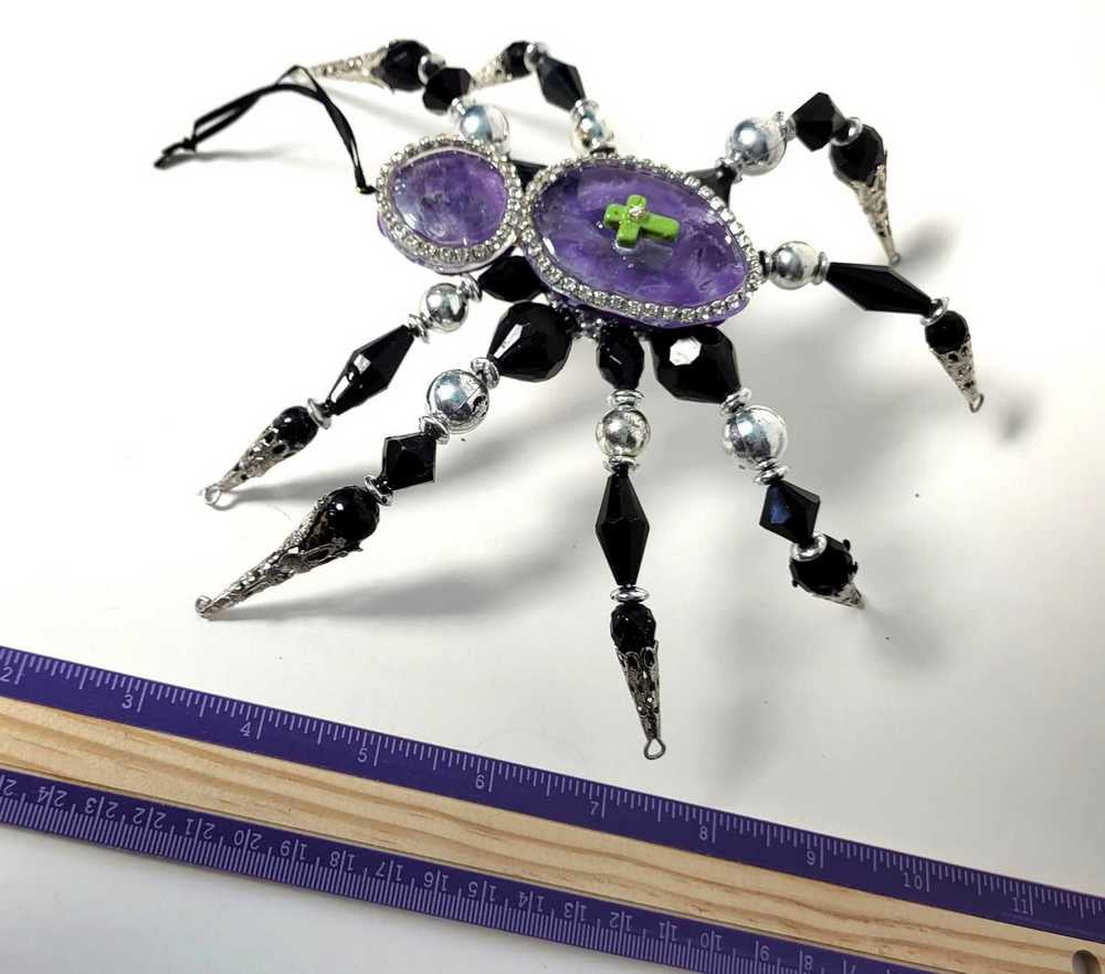 Large Beaded Spider with Glass Body and Skull Charm