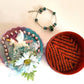 Recycled Round Jewelry Box with a Flying Pink Unicorn and a Daisy