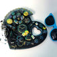 Wall Decor Wooden Heart Plaque with Teal, Yellow and Black, Punk Design