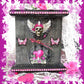 Black and Pink Mantel Clock with Fabric Skull with Wings