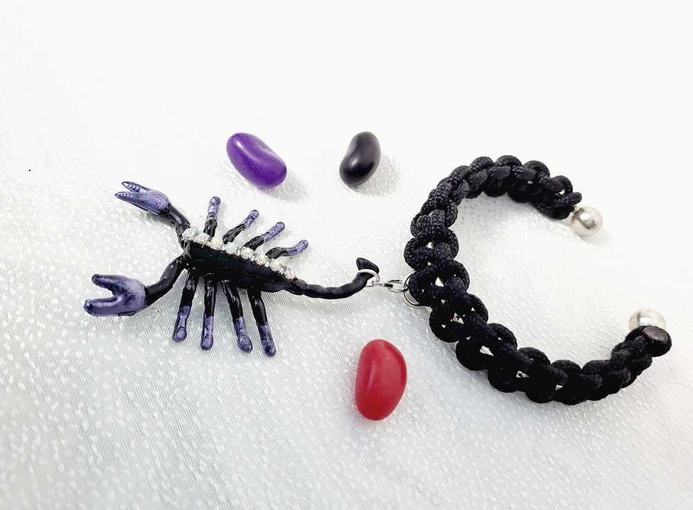 Scorpion Braided Black  Open Bracelet