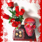 Red Skull and Roses in Resin in a Vintage Candy Dish