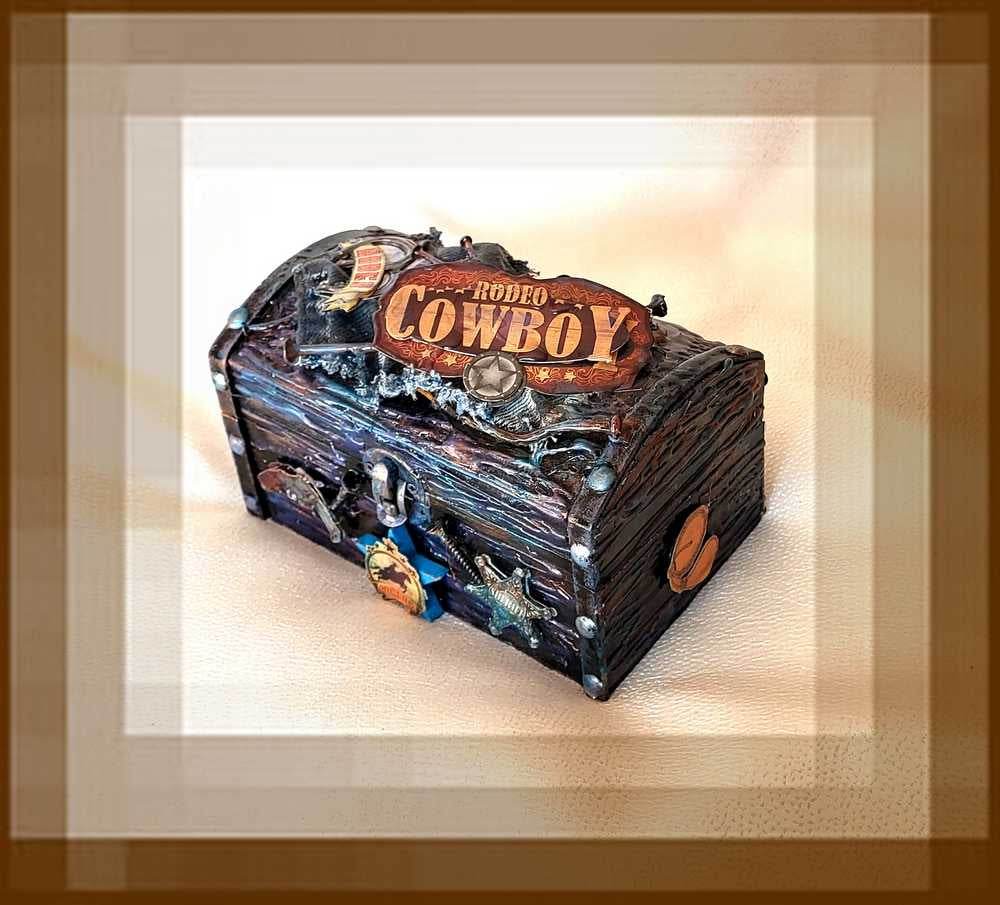 Cowboy Jewelry Box, Trunk, Stash Box, Treasure Trunk