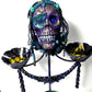 Purple Skull on Decorative Stand with Two Glass Candy Dishes