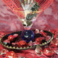 Creepy, Ghostly, Candy Dish, with Skeleton Hand in Resin, Blue Glass
