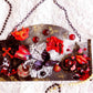 Devil Cat and Cross Resin Wall Hanger in Rich Burgundy, Black and Red