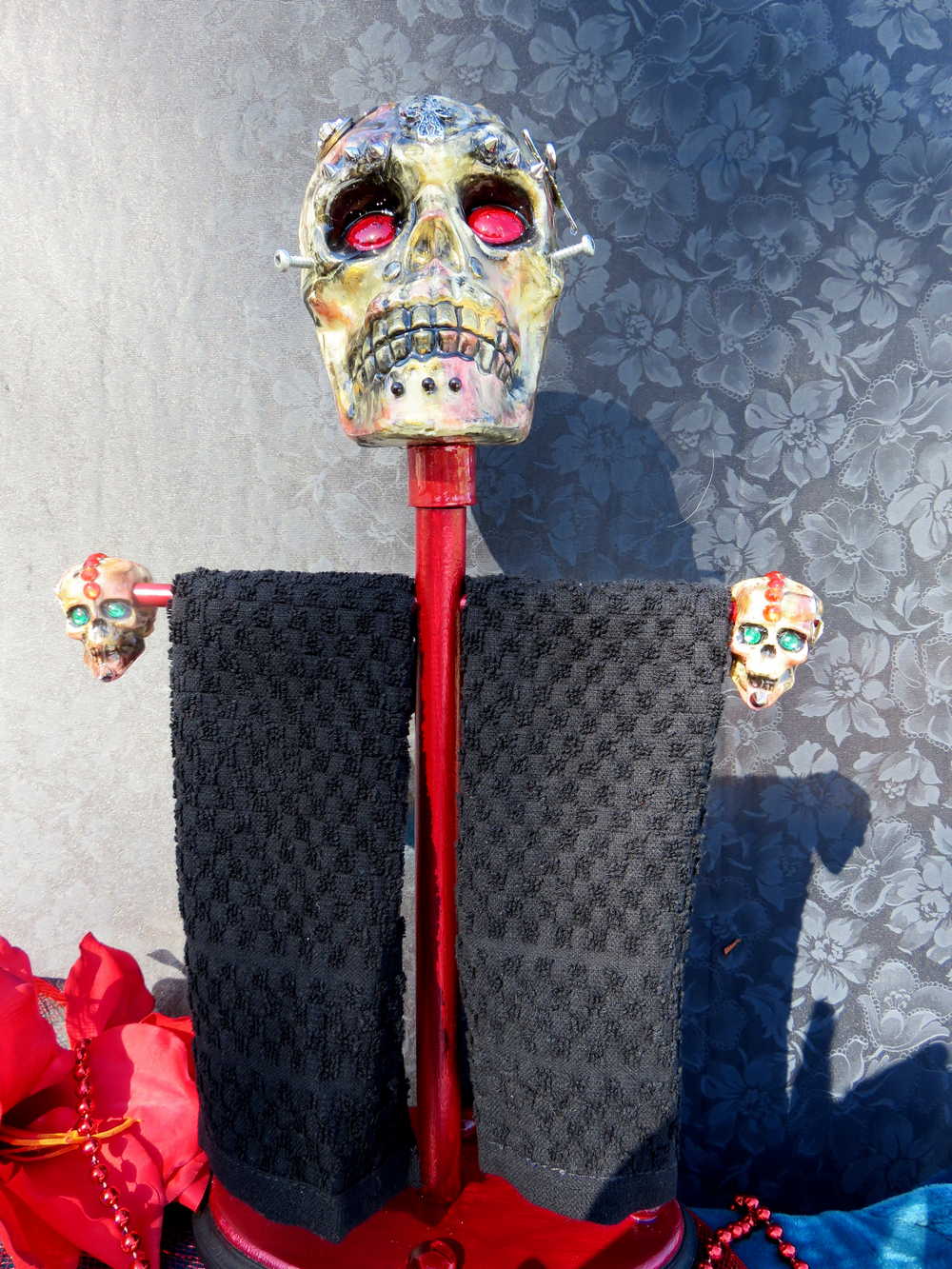 3 Creepy Skull Towel Holder For Bathroom Kitchen or Other Rooms