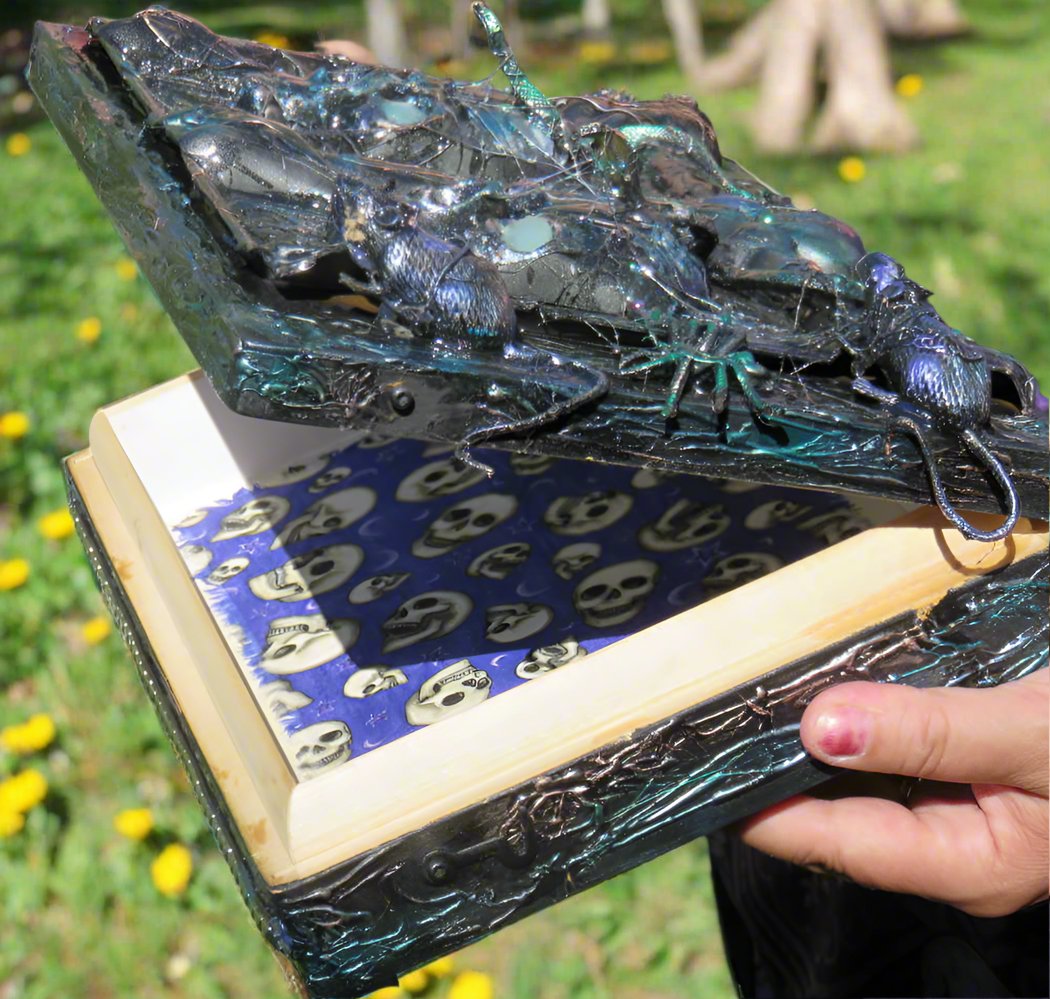 Recycled Creepy Twin Skull Jewelry Box or Stash Box for Men, Women or Teenagers