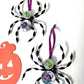 Black and Clear Beaded Spider with Skull Head and Cross Ornament
