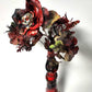 Glass Cat Vase, Red and Black Flowers with Skull and Snake