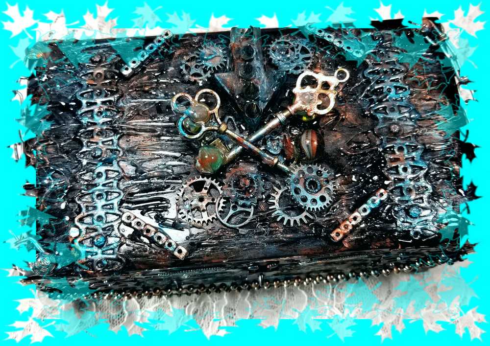 Goth, Punk, Metal Head Stash Container, Jewelry Box with Gears and Keys