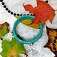 Light Teal Blue Bangle, Bracelet with Skulls and Love Charms