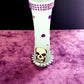 19 cm Tall Teal Colored Glass Vase with Skulls, Spikes and Resin