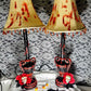Blood (Fake) Splattered Skull Lamps with Red Roses